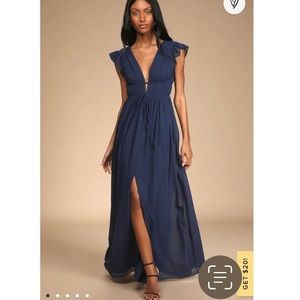 I'm All Yours Navy Blue Ruffled Maxi Dress Size L